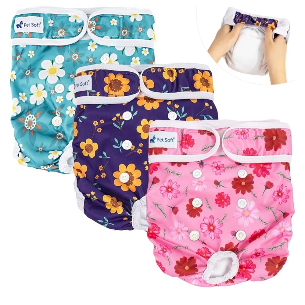 Colorful Reusable Dog Diapers - Pack of 6 - Picture 2 of 8